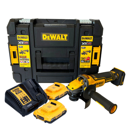 DeWalt DCG 409 D2T Meuleuse d'angle sans fil 18 V 125 mm Brushless + 2x batterie 2,0 Ah + chargeur + TSTAK