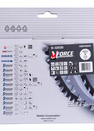 Hoja de sierra circular Makita M-FORCE 185 x 30 x 2,0 mm 24 dientes (B-32035) para madera