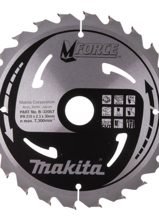 Makita M-FORCE Kreissägeblatt 210 x 30 x 2,3 mm 24 Zähne ( B-32057 ) für Holz