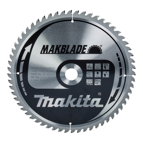 Makita MAKBLADE Kreissägeblatt 305 x 30 x 2,3 mm 60 Zähne ( B-32817 ) für Holz