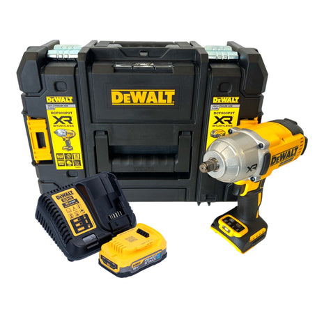 Akumulatorowy klucz udarowy DeWalt DCF 900 E1T 18 V 1396 Nm 1/2" + 1x akumulator Powerstack 1,7 Ah + ładowarka + TSTAK