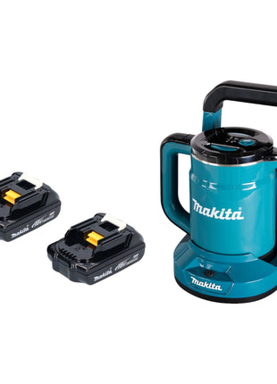 Makita DKT 360 Y2 Akku Wasserkocher 36 V ( 2x 18 V ) 0,8 L  + 2x Akku 1,5 Ah - ohne Ladegerät