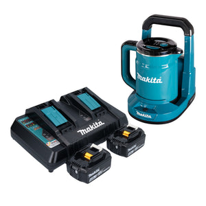 Makita DKT 360 PM2 Akku Wasserkocher 36 V ( 2x 18 V ) 0,8 L  + 2x Akku 4,0 Ah + Doppelladegerät