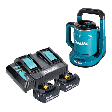 Bouilloire à batterie Makita DKT 360 CG2 36 V (2x 18 V) 0,8 L + 2x batterie 6,0 Ah + double chargeur