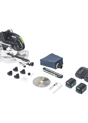 Festool KSC 60 EB-Basic KAPEX Akku Kapp Zugsäge 18 V / 36 V 216 mm Brushless + 2x Akku 5,0 Ah + Doppelladegerät