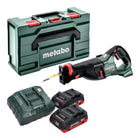 Scie sabre à batterie Metabo SSEP 18 LT BL 18 V 32 mm sans balais + 2x batterie LiHD 4,0 Ah + chargeur + Metabox