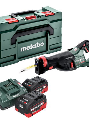 Sierra sable a batería Metabo SSEP 18 LT BL 18 V 32 mm sin escobillas + 2x batería LiHD 5,5 Ah + cargador + Metabox