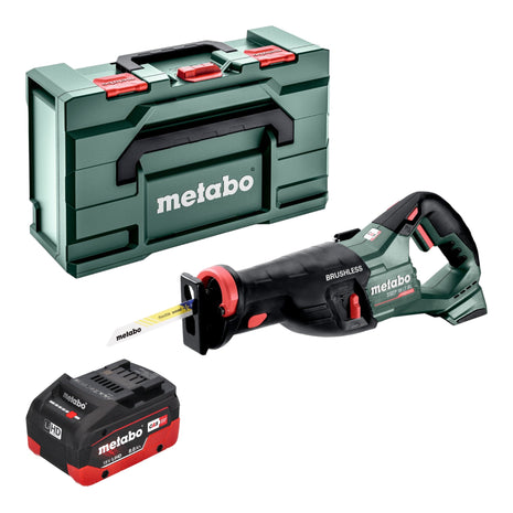 Metabo SSEP 18 LT BL sega alternativa a batteria 18 V 32 mm brushless + 1x batteria LiHD 8,0 Ah + metabox - senza caricabatterie