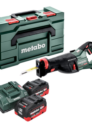 Scie sabre à batterie Metabo SSEP 18 LT BL 18 V 32 mm sans balais + 2x batterie LiHD 10,0 Ah + chargeur + Metabox