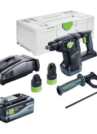 Festool KHC 18 EB-Basic Akku Kombihammer 18 V 2,6 J SDS-Plus Brushless + 1x Akku 8,0 Ah + Schnellladegerät + Systainer