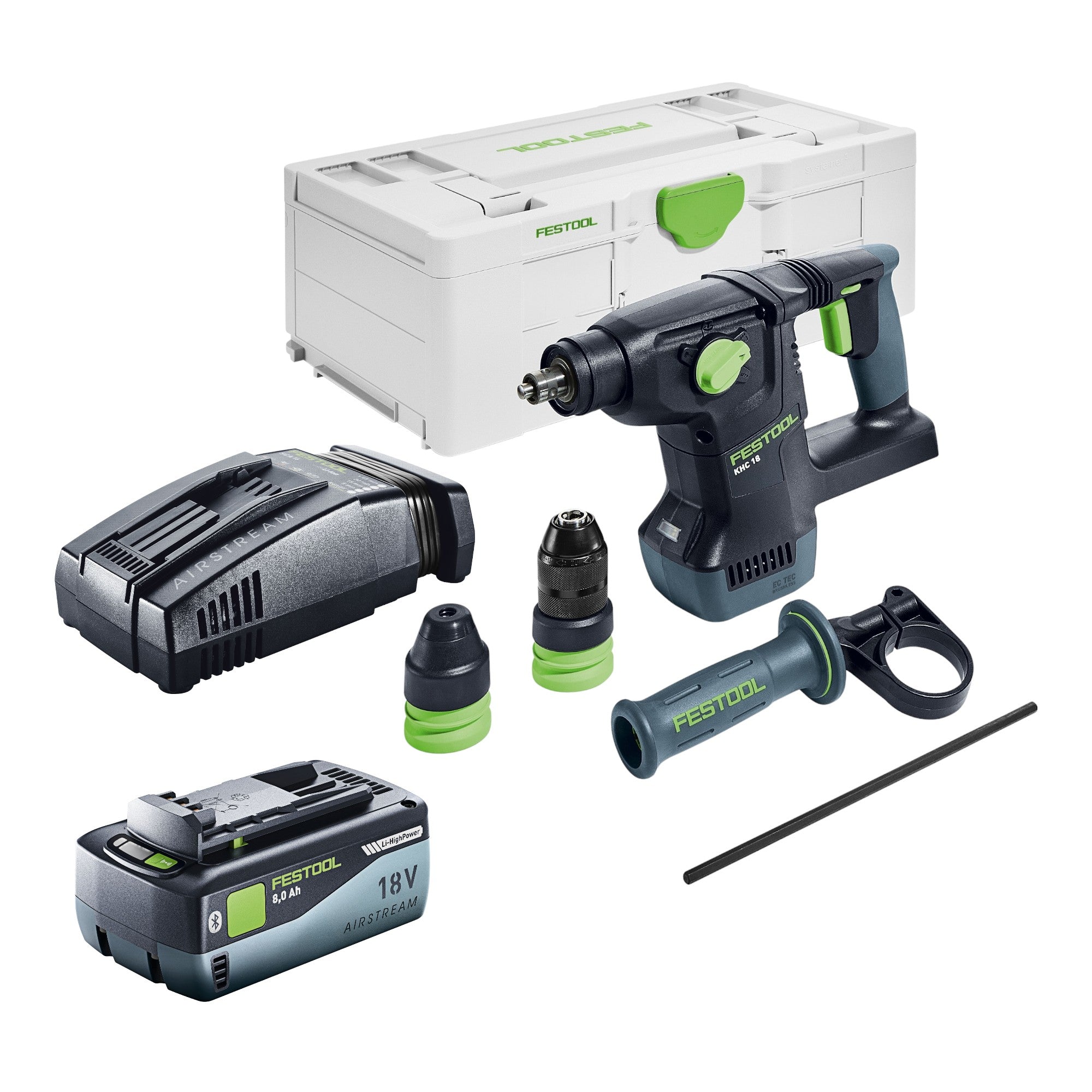 Festool KHC 18 EB Basic Akku Kombihammer 18 V 2 6 J SDS Plus Brushless 1x Akku 8 0 Ah Schnellladegeraet Systainer 0 - toolbrothers