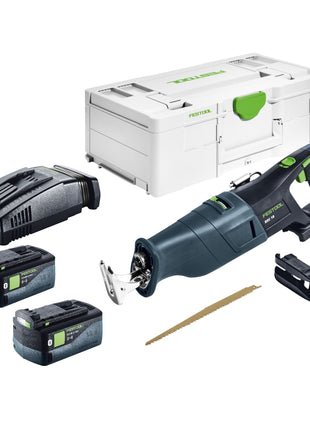 Scie sabre sans fil Festool RSC 18 EB-Basic 18 V sans balais + 2 batteries 5,0 Ah + chargeur rapide + systainer