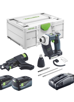 Festool DURADRIVE DWC 18-4500 Atornillador de construcción básico a batería 18 V 14 Nm sin escobillas + 2 baterías 5,0 Ah + cargador rápido + systainer