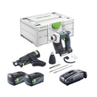 Festool DURADRIVE DWC 18-4500 Atornillador de construcción básico a batería 18 V 14 Nm sin escobillas + 2 baterías 5,0 Ah + cargador rápido + systainer