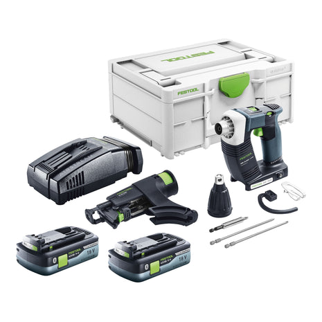 Festool DURADRIVE DWC 18-2500 Atornillador de construcción básico a batería 18 V 18 Nm sin escobillas + 2x batería 4,0 Ah + cargador rápido + systainer