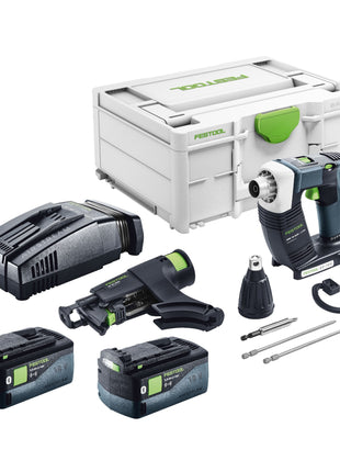 Festool DURADRIVE DWC 18-2500 Atornillador de construcción básico a batería 18 V 18 Nm sin escobillas + 2x batería 5,0 Ah + cargador rápido + systainer