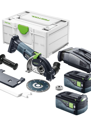 Festool DSC-AGC 18-125 FH EB-Basic système de séparation de batterie à main levée 18 V 125 mm sans balais + 2x batterie 5,0 Ah + chargeur rapide + systainer