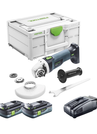 Festool AGC 18-125 EB-Basic Akku Winkelschleifer 18 V 125 mm Brushless + 2x Akku 4,0 Ah + Schnellladegerät + Systainer