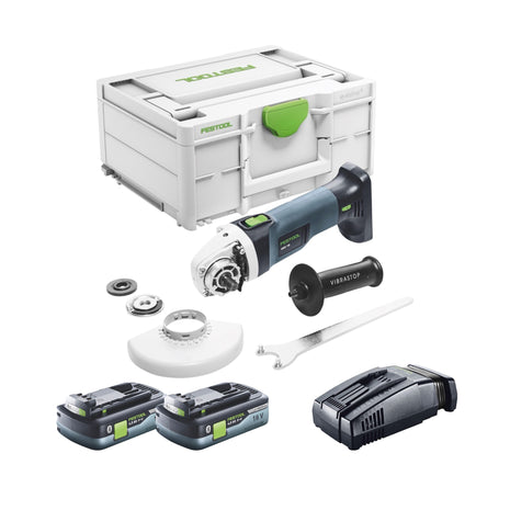 Festool AGC 18-125 EB-Basic amoladora angular a batería 18 V 125 mm sin escobillas + 2x baterías 4,0 Ah + cargador rápido + systainer