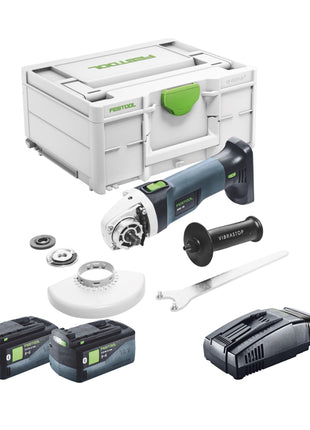 Festool AGC 18-125 EB-Basic amoladora angular a batería 18 V 125 mm sin escobillas + 2x baterías 5,0 Ah + cargador rápido + systainer