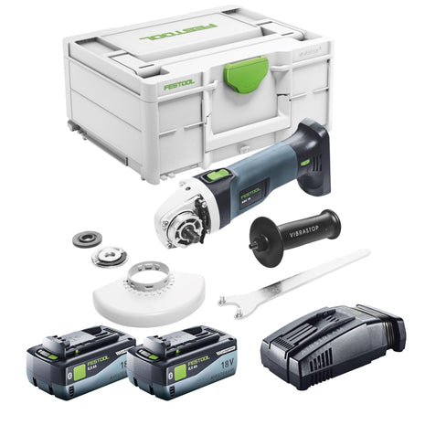 Festool AGC 18-125 EB-Basic amoladora angular a batería 18 V 125 mm sin escobillas + 2x baterías 8,0 Ah + cargador rápido + systainer