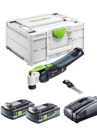 Oscillateur sur batterie Festool VECTURO OSC 18 E-Basic 18 V Starlock Max Brushless + 2x batteries 4,0 Ah + chargeur rapide + systainer