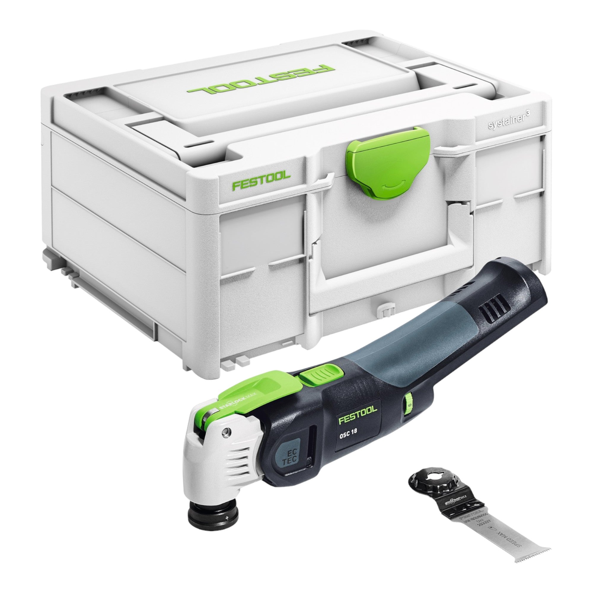 Festool VECTURO OSC 18 E Basic Akku Oszillierer 18 V Starlock Max Brushless 2x Akku 4 0 Ah Schnellladegeraet Systainer 1 - toolbrothers