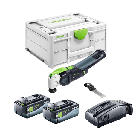 Festool VECTURO OSC 18 E-Basic akumulatorowe narzędzie oscylacyjne 18 V Starlock Max Brushless + 2x akumulator 8,0 Ah + szybka ładowarka + systainer