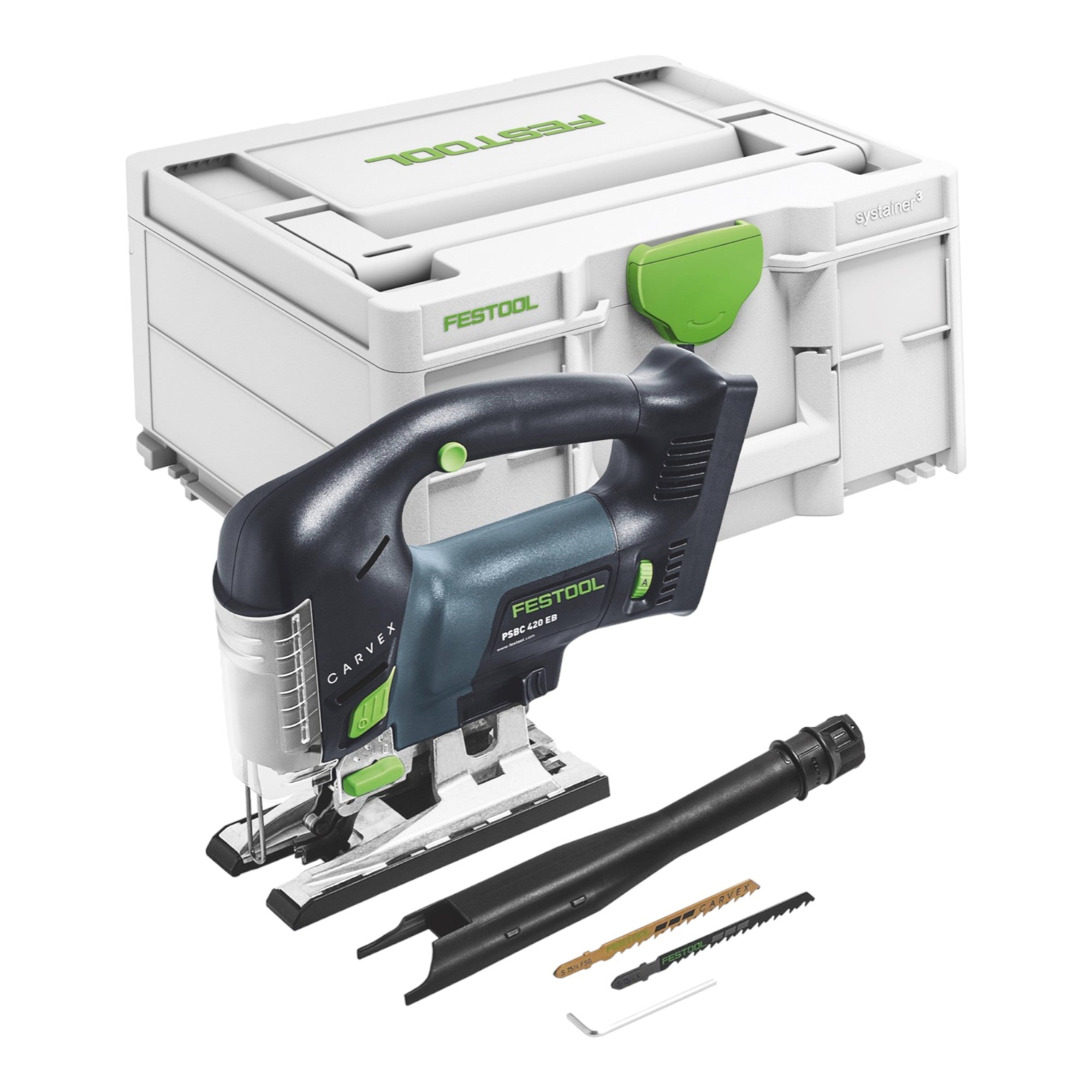 Festool CARVEX PSBC 420 EB Basic Akku Pendelstichsaege 18 V 120 mm Brushless 1x Akku 8 0 Ah Schnellladegeraet Systainer 1 - toolbrothers