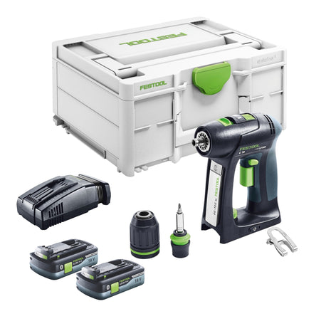 Festool C 18 Basic Perceuse-visseuse sans fil 18 V 45 Nm Brushless + 2x batterie 4,0 Ah + chargeur rapide + Systainer