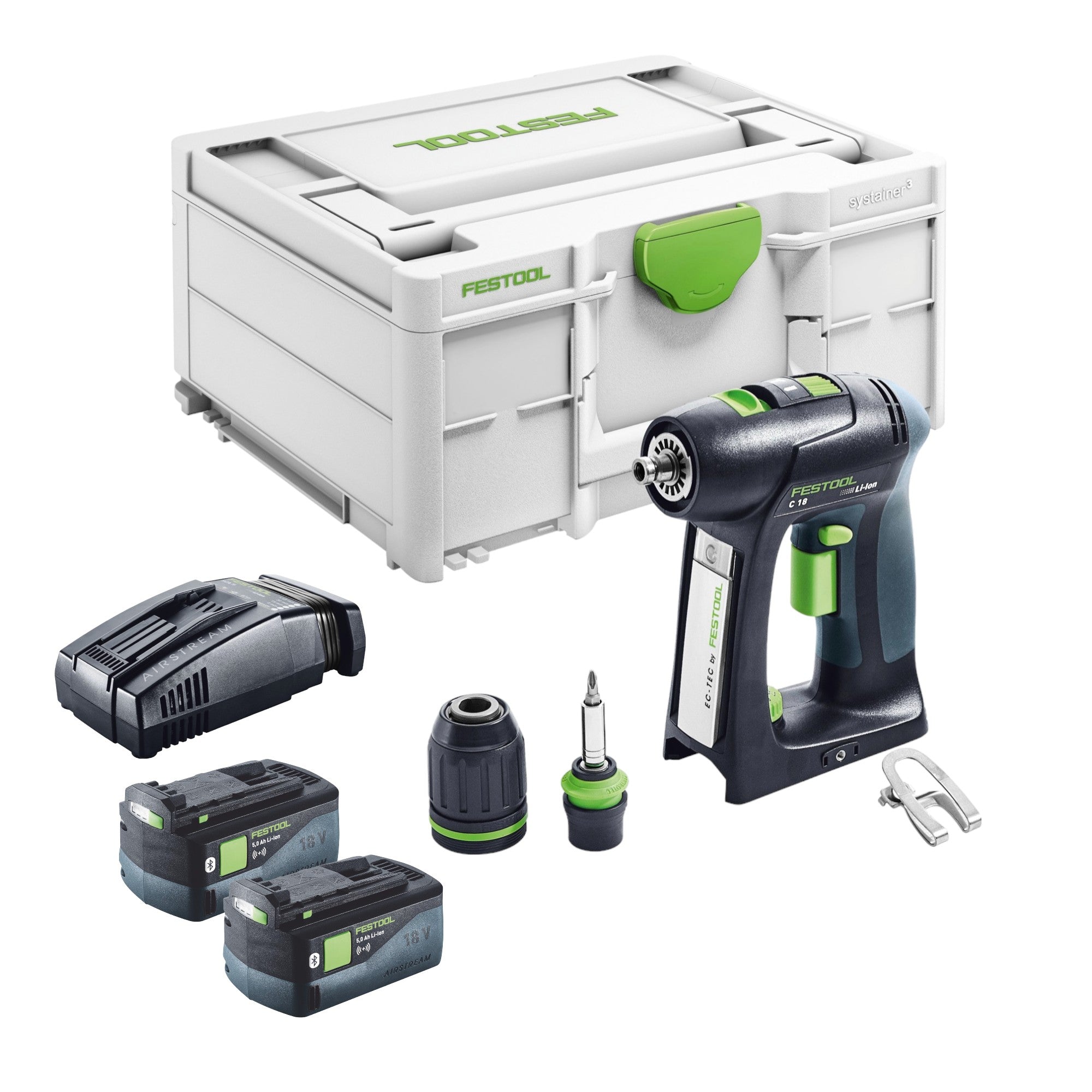 Festool C 18 Basic Akku Bohrschrauber 18 V 45 Nm Brushless 2x Akku 5 0 Ah Schnellladegeraet Systainer 0 - toolbrothers