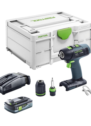 Festool T 18+3 Basic perceuse-visseuse sans fil 18 V 50 Nm sans balais + 1x batterie 4,0 Ah + chargeur rapide + systainer