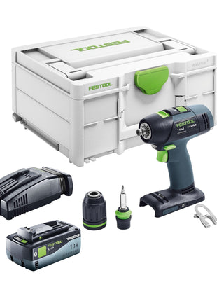 Festool T 18+3 Basic perceuse-visseuse sans fil 18 V 50 Nm sans balais + 1 batterie 8,0 Ah + chargeur rapide + systainer