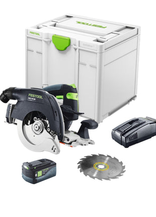 Scie circulaire sur batterie Festool HKC 55 EB-Basic 18 V 160 mm sans balais + 1 batterie 5,0 Ah + chargeur rapide + systainer