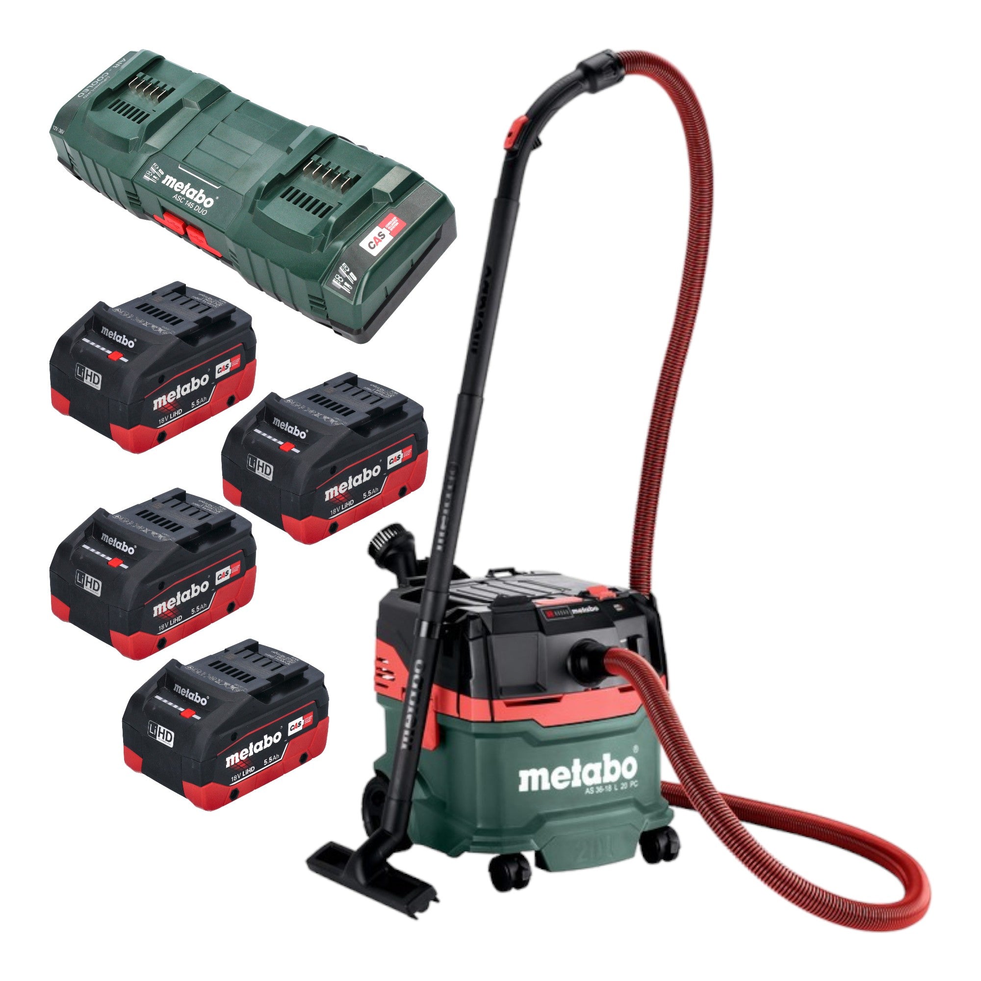 Metabo AS 36 18 L 20 PC Akku Nass Trocken Sauger 36 V 2x 18 V 20 L 4x LiHD Akku 5 5 Ah Doppelladegeraet 0 - toolbrothers