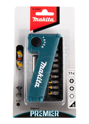 Makita Torsion Bit Set Impact Premier (E-03567) 11 pièces 1/4" pour clé à chocs DTD 171 / 172