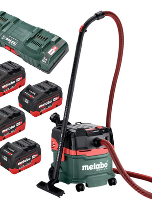 Metabo AS 36 18 L 20 PC Akku Nass Trocken Sauger 36 V ( 2x 18 V ) 20 L + 4x LiHD Akku 8,0 Ah + Doppelladegerät