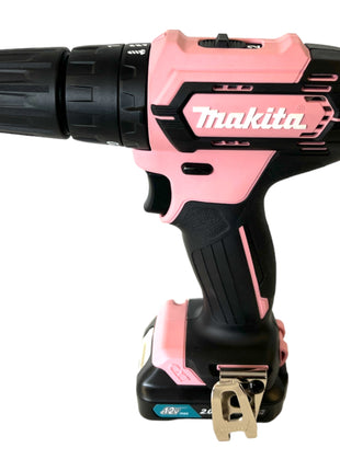 Makita HP 333 DSAP1 Akku Schlagbohrschrauber 12 V 30 Nm Pink + 1x Akku 2,0 Ah + Ladegerät + Tasche