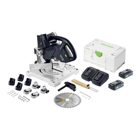 Festool SYMC 70 4,0 EBI-Plus SYMMETRIC Scie à plâtre sans fil 36 V ( 2 x 18 V ) 216 mm ( 577464 ) + 2x batterie 4,0 Ah + chargeur double + Systainer