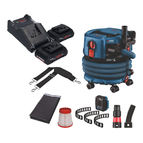 Bosch GAS 18V-12 MC Aspirador inalámbrico profesional BITURBO Brushless + 2x baterías ProCore 4.0 Ah + cargador + accesorios