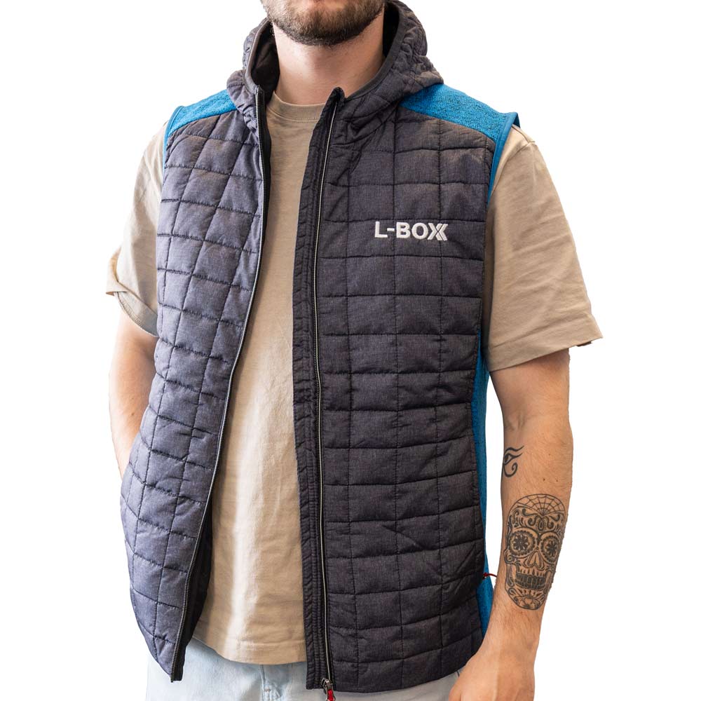 L Boxx Herren Hybrid Strickfleece Gilet Weste royal melange anthracite melange Groesse S 4 - toolbrothers