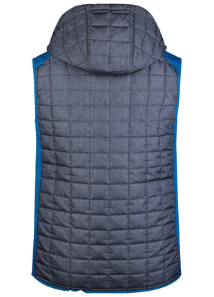 L-Boxx Herren Hybrid Strickfleece Gilet Weste - royal melange / anthracite melange Größe M