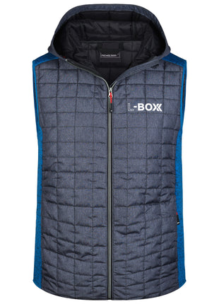 L-Boxx Herren Hybrid Strickfleece Gilet Weste - royal melange / anthracite melange Größe M