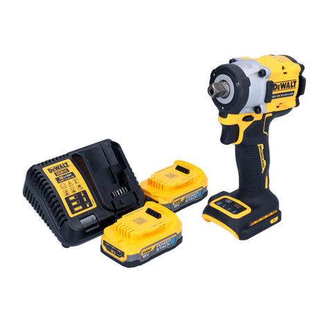 Llave de impacto a batería DeWalt DCF 922 E2 18 V 406 Nm 1/2" sin escobillas + 2x baterías Powerstack 1,7 Ah + cargador