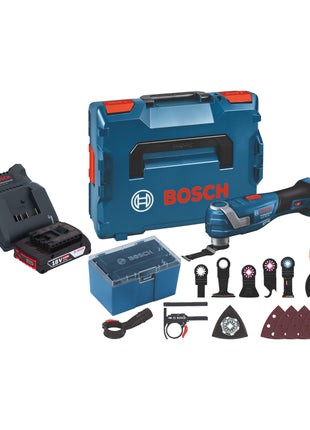 Bosch GOP 18V-34 Professional Multicortadora a batería 18 V Starlock Plus + 1x batería 2,0 Ah + cargador + 17 accesorios + L-Boxx