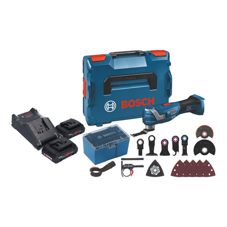 Bosch GOP 18V-34 Professional Cordless Multi Cutter 18 V Starlock Plus + 2x ProCore battery 4.0 Ah + charger + 17 accessories + L-Boxx