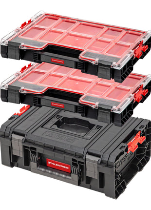 Toolbrothers RHINO coffret à outils RHINO L mallette à outils ECO Basic 450 x 332 x 171 mm 12 l IP54 + 2x RHINO L organiseur ECO hauteur L boîtes 452 x 358 x 79 mm 6 l IP54