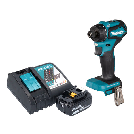 Makita DDF 083 RF1 akumulatorowa wiertarko-wkrętarka 18 V 40 Nm 1/4'' bezszczotkowa + 1x akumulator 3,0 Ah + ładowarka