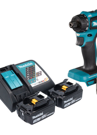 Makita DDF 083 RF perceuse-visseuse sans fil 18 V 40 Nm 1/4'' sans balai + 2x batteries 3,0 Ah + chargeur