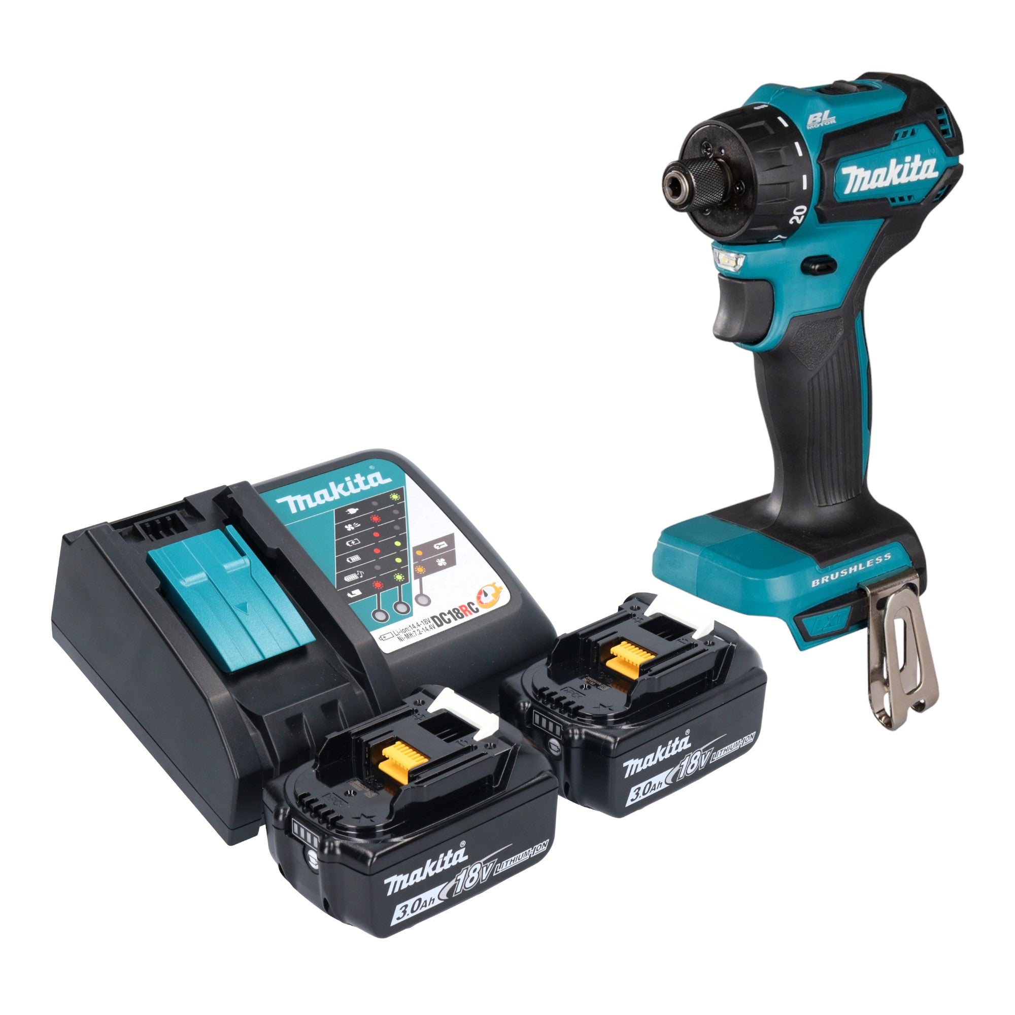Makita DDF 083 RF Akku Bohrschrauber 18 V 40 Nm 1 4 Brushless 2x Akku 3 0 Ah Ladegeraet 0 - toolbrothers